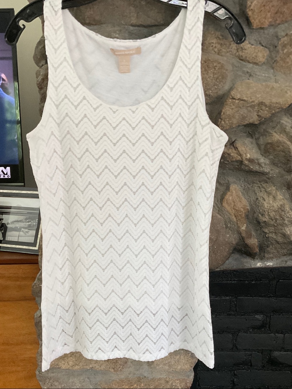 Banana Republic White Chevron open knit Tank Top